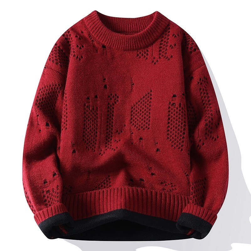 New autumn and winter casual sweaters for men, long-sleeved sweaters, Hong Kong style bottoming shirts, jackets