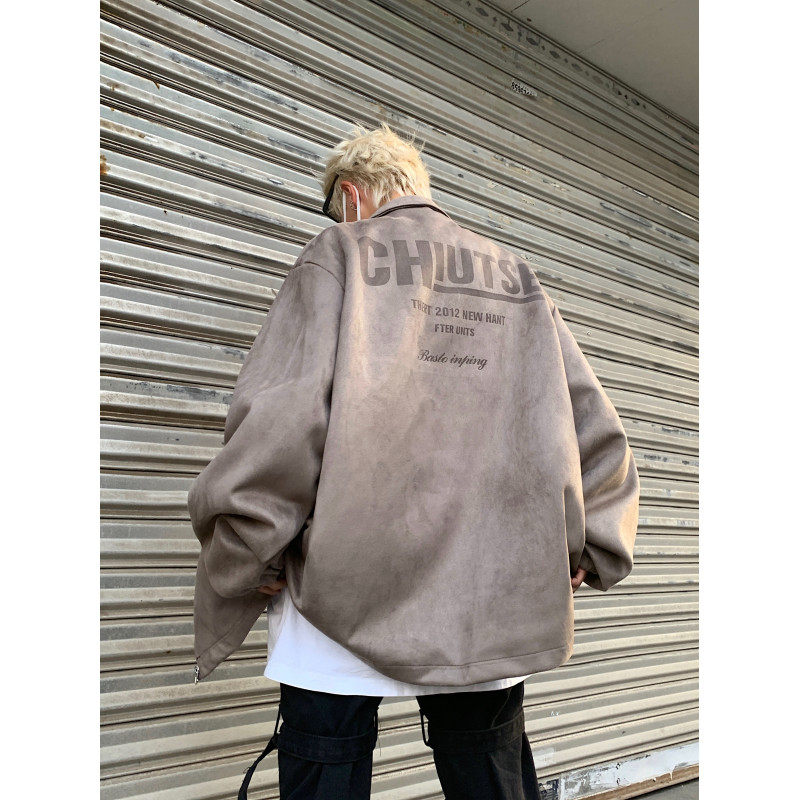 American high street vibe suede jacket baseball uniform