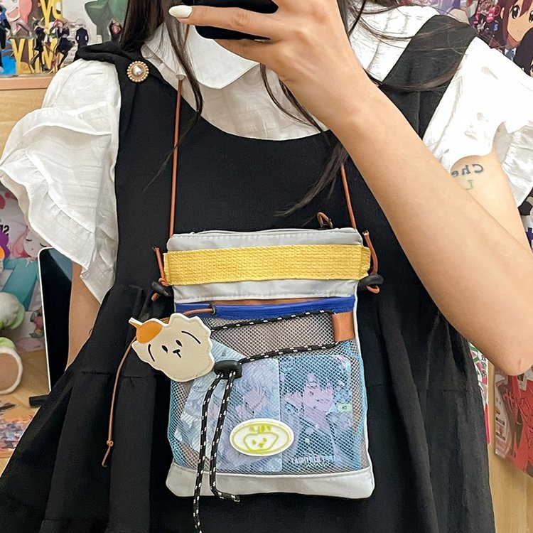 Small bag 2024 new style cute camping style shoulder crossbody bag student mobile phone bag with change key headphone bag
