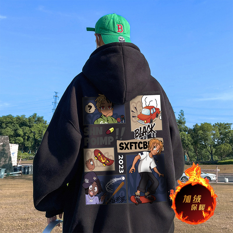 500g heavyweight autumn and winter American style velvet thickened sweatshirt jacket