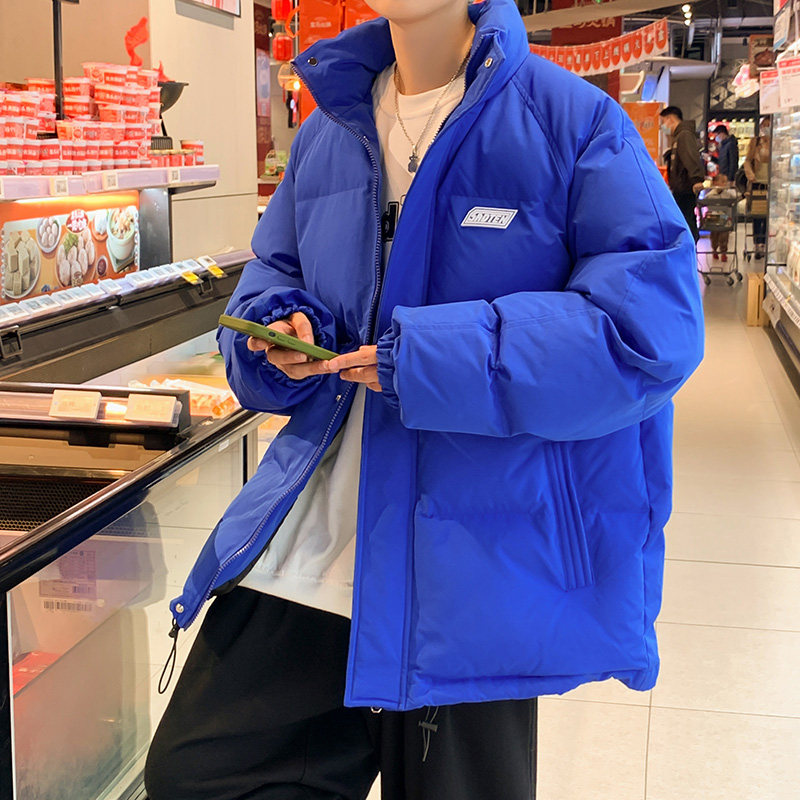 Cotton coat for men and women winter large size loose Korean style stand collar thickened coat warm cotton