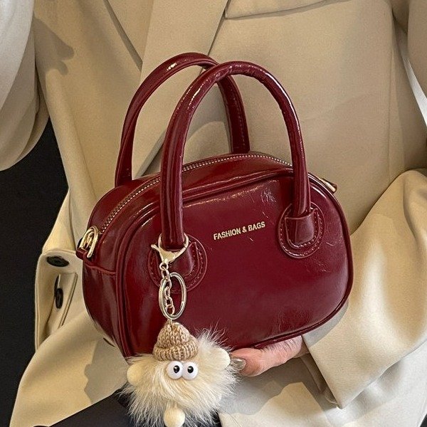 Niche retro oil wax leather small bag 2024 new women's bag solid color popular versatile crossbody bag handheld small square bag