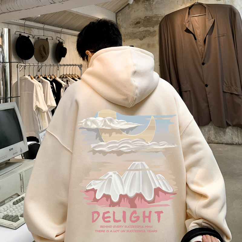 !  Men's hooded round neck sweatshirt Hong Kong style hoodie