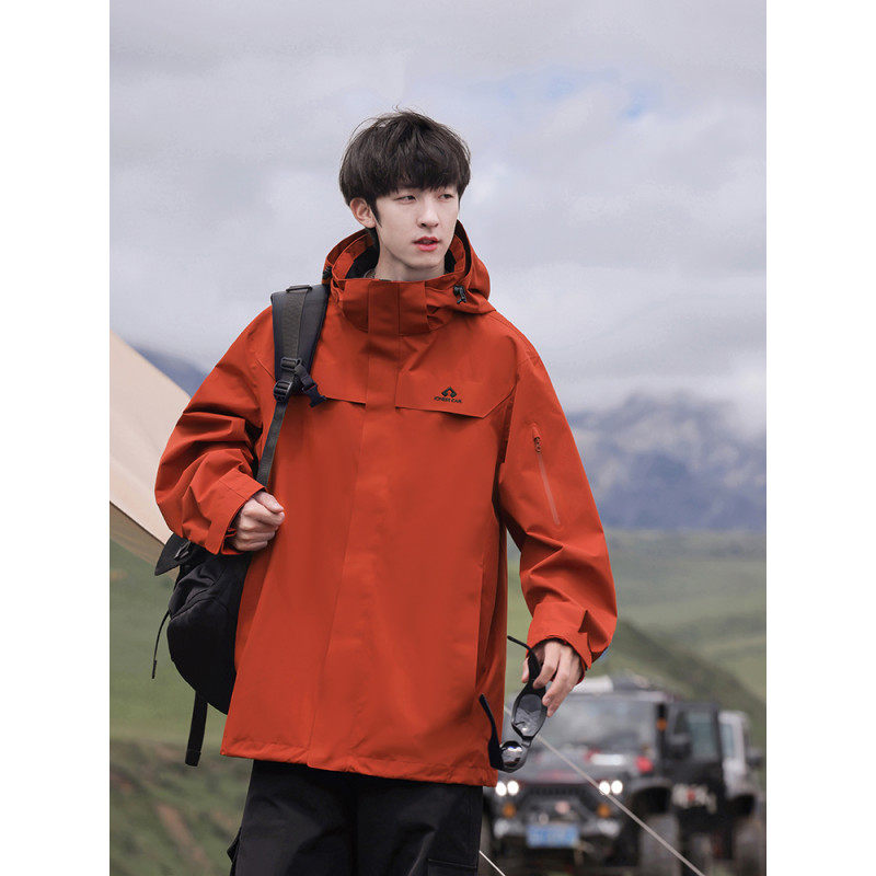-Outdoor three-in-one hard shell jacket jacket men's mountain style American jacket trendy
