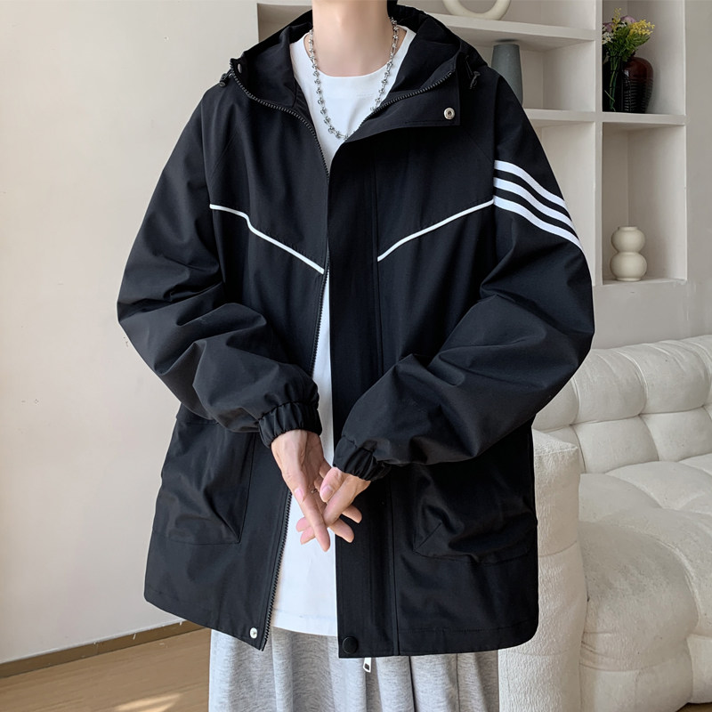 New autumn style Hong Kong style large soap large size water repellent hooded jacket