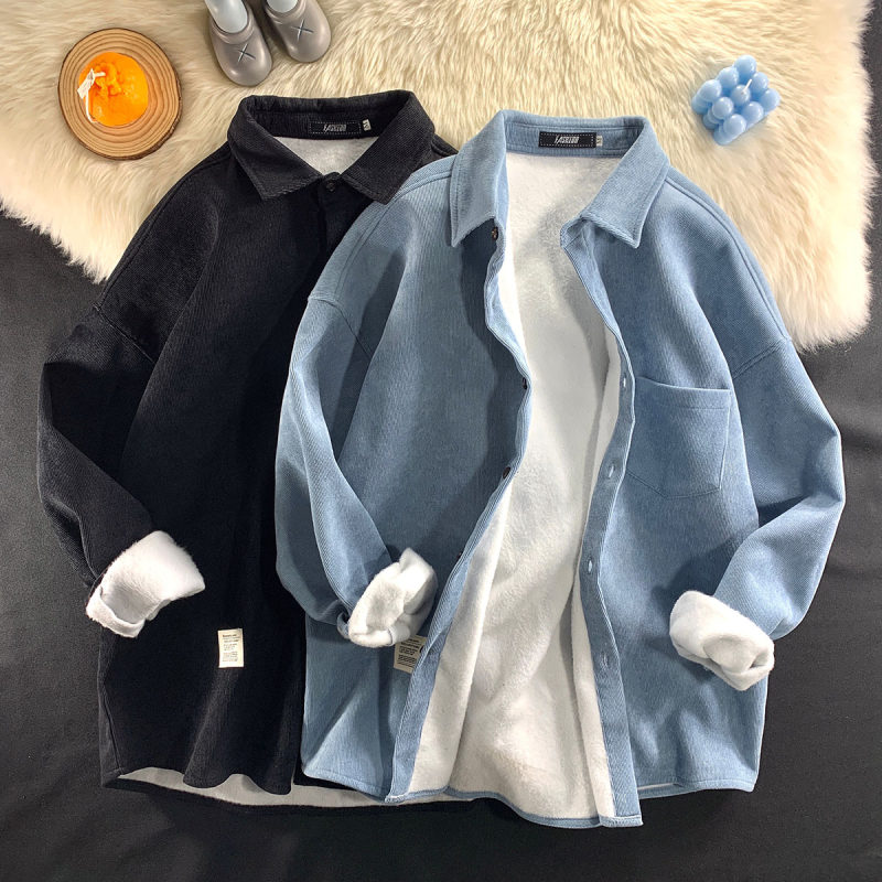 Large winter velvet thickened corduroy shirt men's warm shirt loose men's and women's jacket