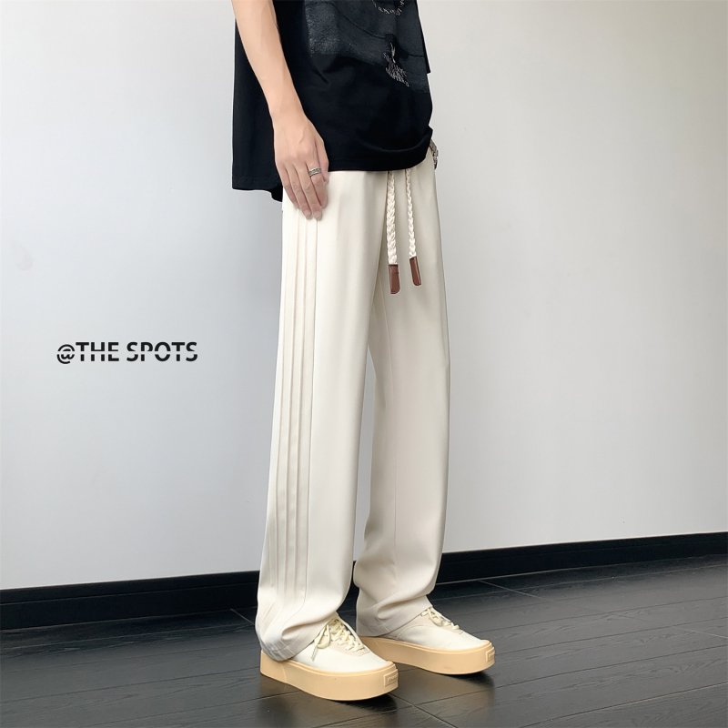 Summer thin ice silk trousers drapey trousers loose straight casual trousers