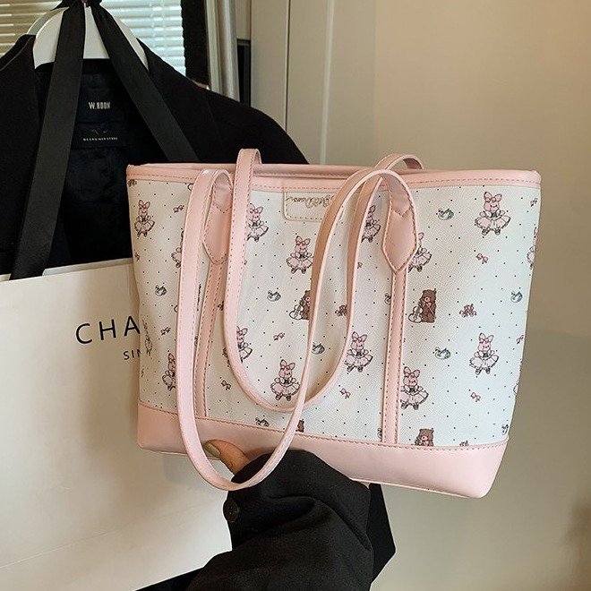Niche girl bag 2024 new tote bag large capacity cute handbag student class commuting shoulder bag