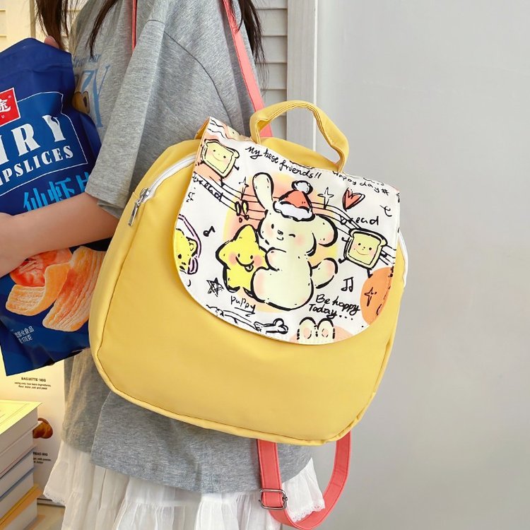 Student canvas bag large capacity backpack cute Korean version music note puppy backpack large capacity school bag