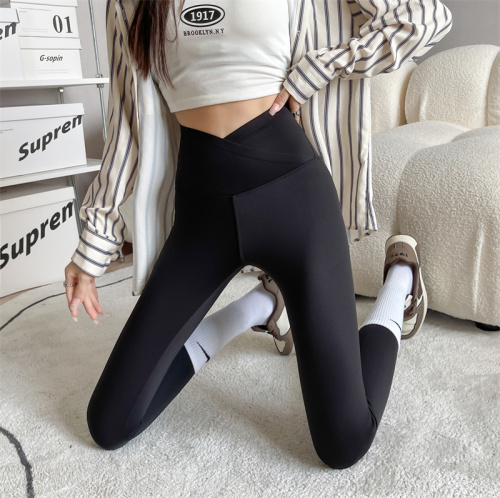 Hot Girl Shark Pants Slim Fit Cross Waist Versatile Slim Leggings Women's High Waist Yoga Pants Trendy