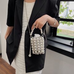Pearl bag chain manufacturer has ready stock with lobster chain buckle, small fragrant pearl chain accessories, crossbody rhinestone bag with shoulder strap