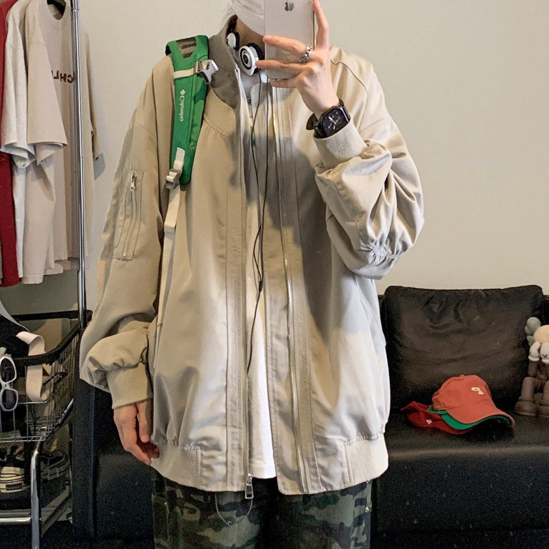 Men's bomber jacket, baseball collar short coat, men's