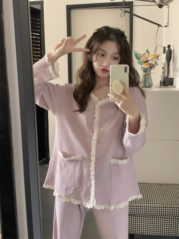 Internet celebrity ins new year's pajamas for women autumn and winter long-sleeved trousers home wear