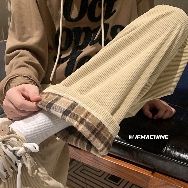 Corduroy pants men's drapey straight loose sports pants trendy retro casual trousers