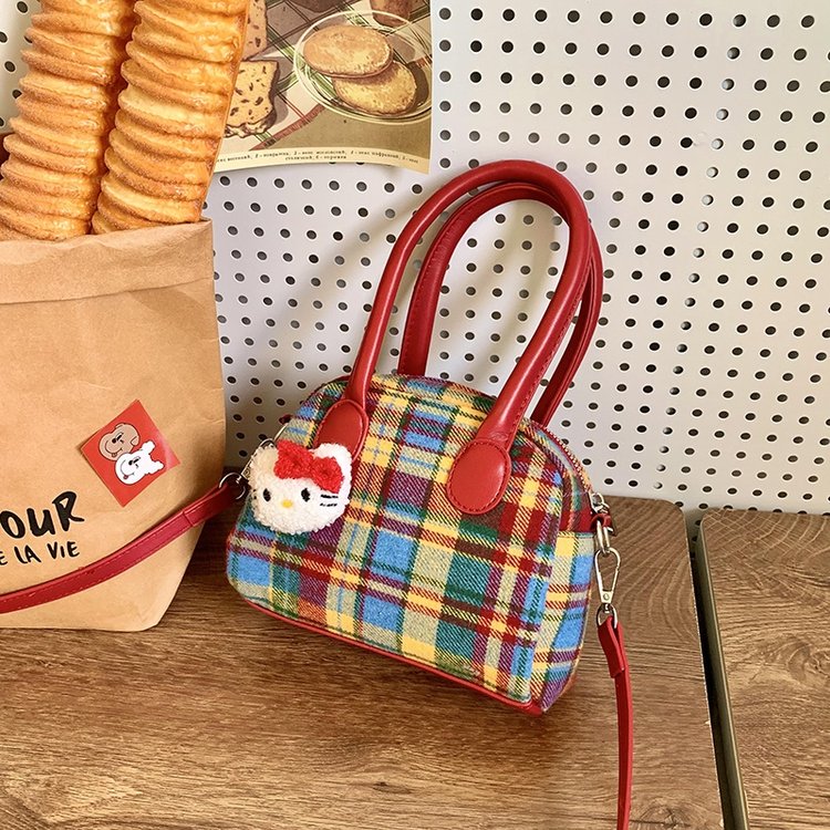 Retro contrast color design high-end plaid shoulder bag 2024 new fashion versatile handbag single shoulder crossbody bag