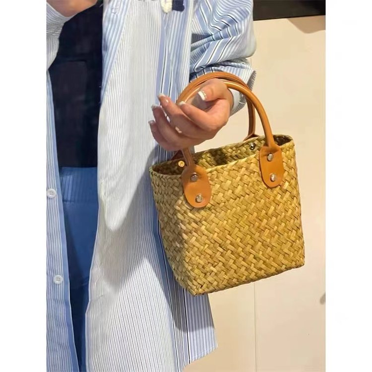 Bags Summer Women's 2024 Straw Bags Women's Summer Basket Bags Handwoven Bamboo Handbags Beach Bags