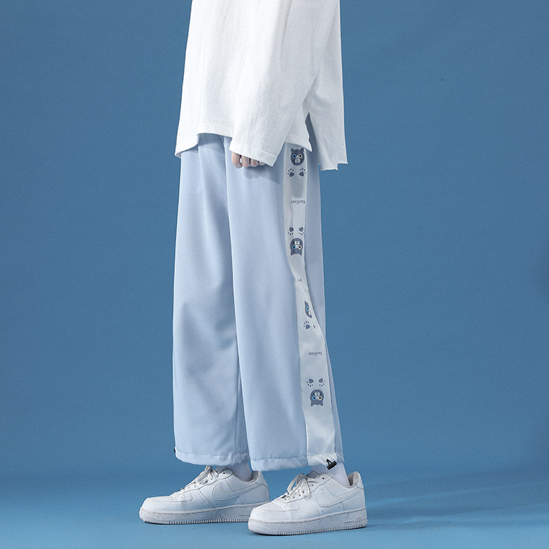 Ice silk thin casual pants loose breathable nine-point pants for men-