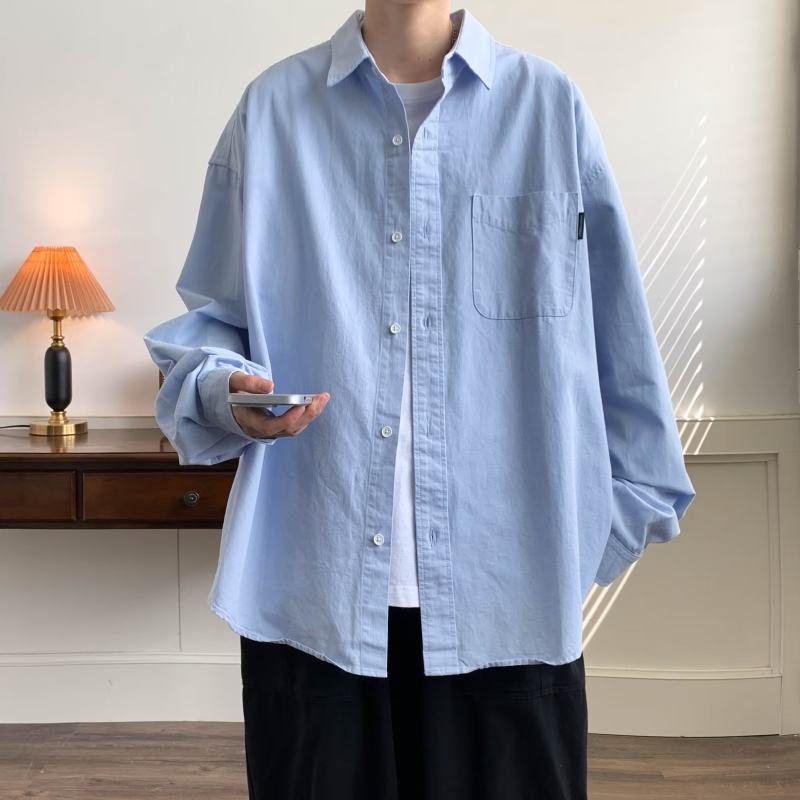 Hong Kong style plaid shirt for men in spring and autumn, handsome, high-end, long-sleeved shirt, trendy Japanese brand, with autumn jacket