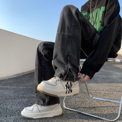 High-quality high-street retro heavy-duty washed jeans that can be broadcast live