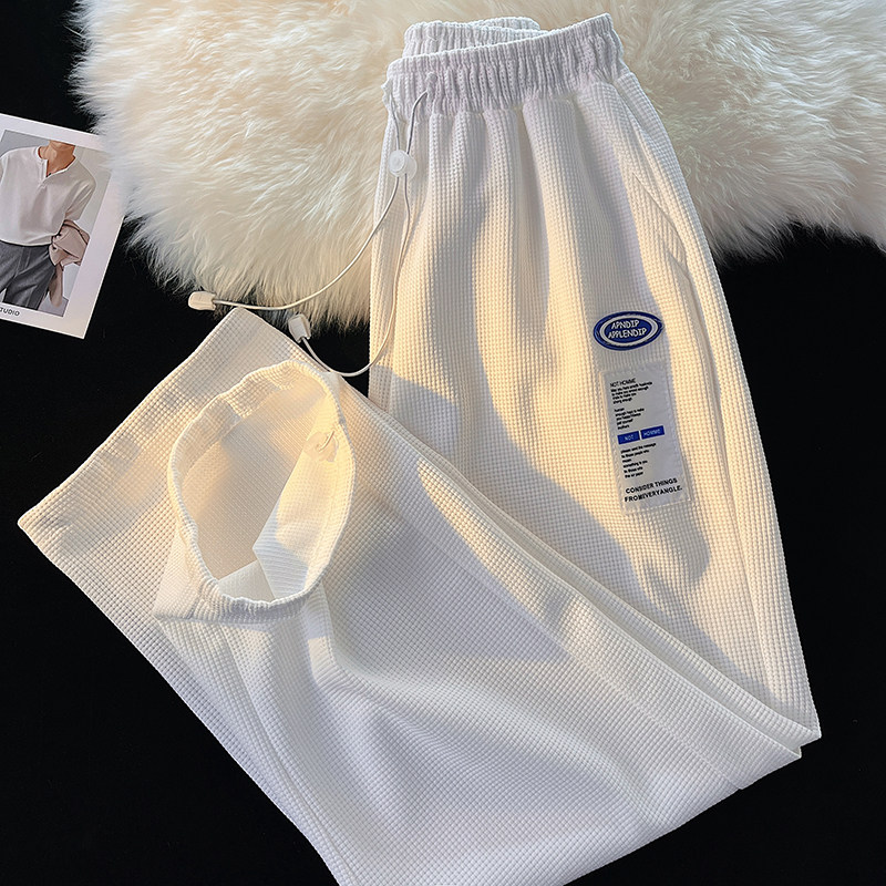 Waffle pants spring and summer ins drawstring sweatpants fashionable pants