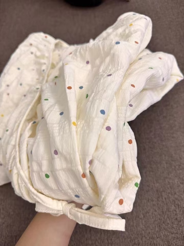 Nightgown for women, spring and autumn new style, Japanese sweet and cute polka dot pajamas for girls
