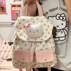 Cute Girl Crush Flower Canvas Backpack 2024 New High-Looking and Large-Scale School Bag Casual Backpack Bag