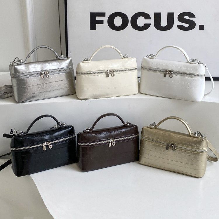 loro*LP19 genuine leather lunch box bag gigi same style piana pebbled leather handbag simple shoulder bag for women