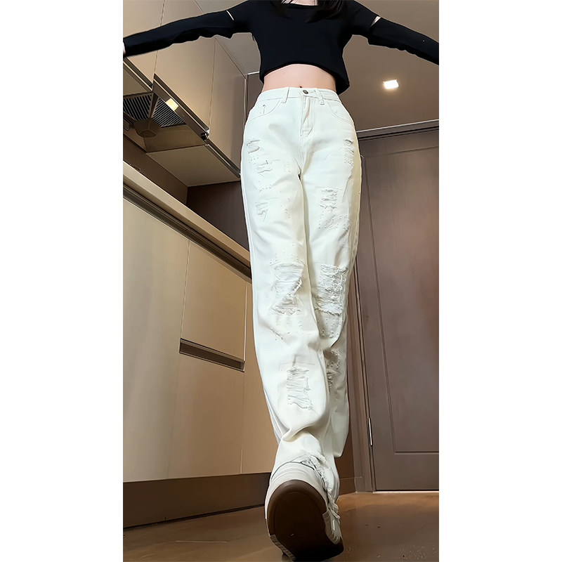 New autumn style unisex plus size vibe ripped jeans with bootcut