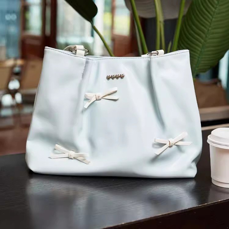 Bags for women 2024 new bow bag tote bag student class commuting shoulder bag niche versatile armpit bag