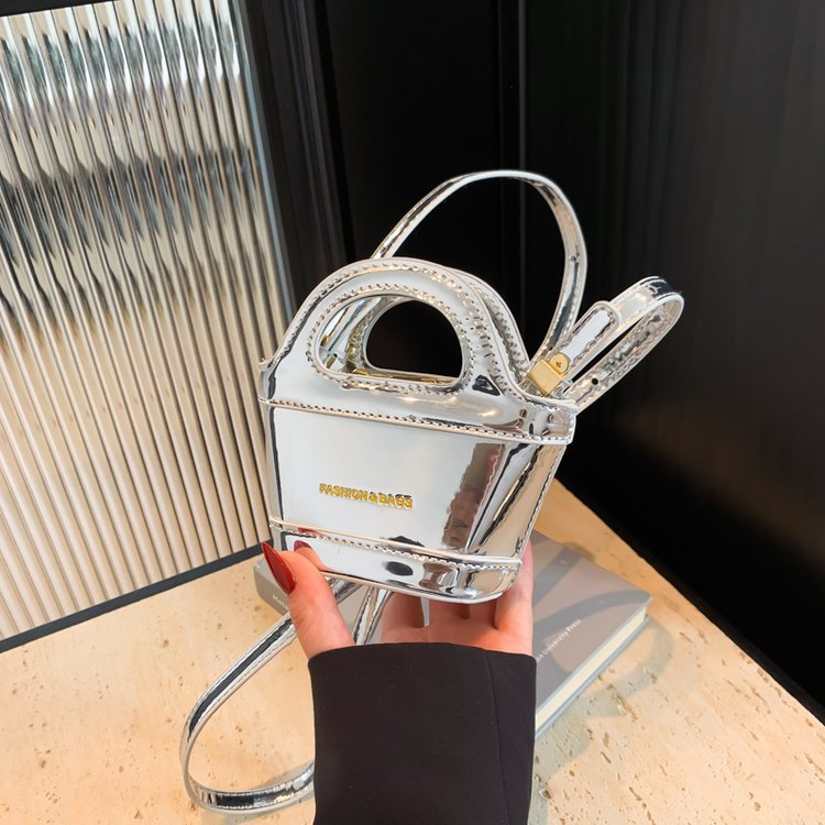 2024 Spring Fashion Korean Version Western-style Laser Glossy Children's Parent-child Mini Hand-carrying Cross-Body Accessories Small Bag