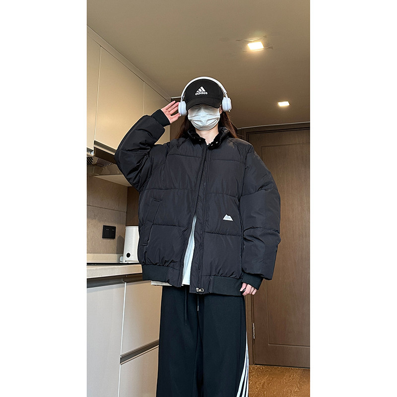 Own picture short flying stand collar cotton coat men's loose thickened warm couple thick coat
