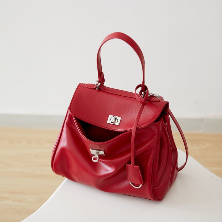 Red bag for women 2024 new high-end large bag portable Kelly bag large capacity bridal wedding bag crossbody bag