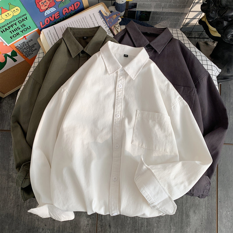 Autumn washed cotton thickened long-sleeved shirt jacket