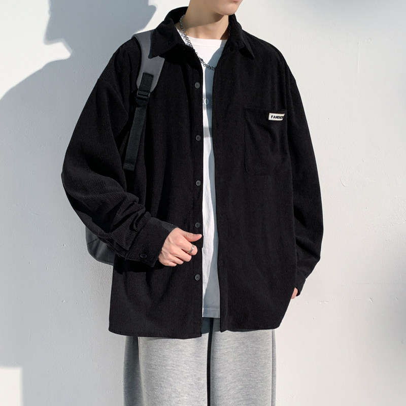 Shadowless wall-Hong Kong literary men's Japanese workwear long-sleeved shirts retro boys' shirts and jackets