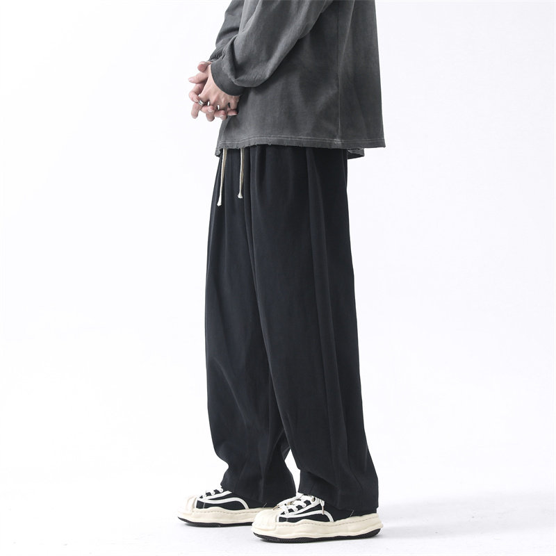 100% cotton spring new Japanese style solid color loose large size casual pants for men with bloomers