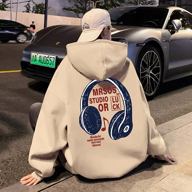 New heavyweight cotton hooded sweatshirt autumn and winter coat letter print hoodie