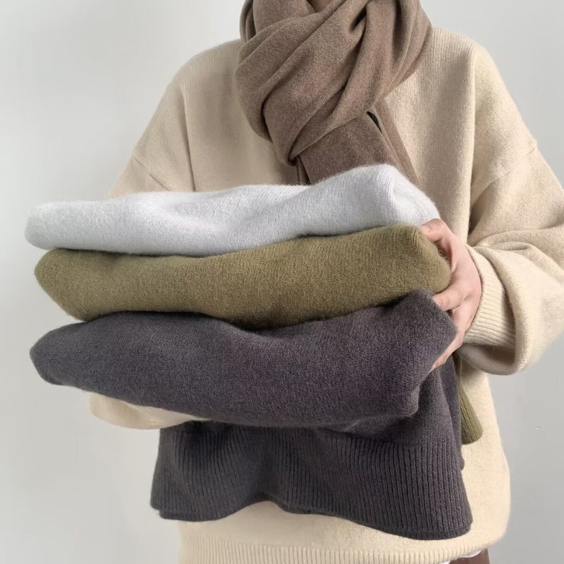 Sweaters for men and women, round neck pullovers, solid color coats, loose long-sleeved sweaters for couples