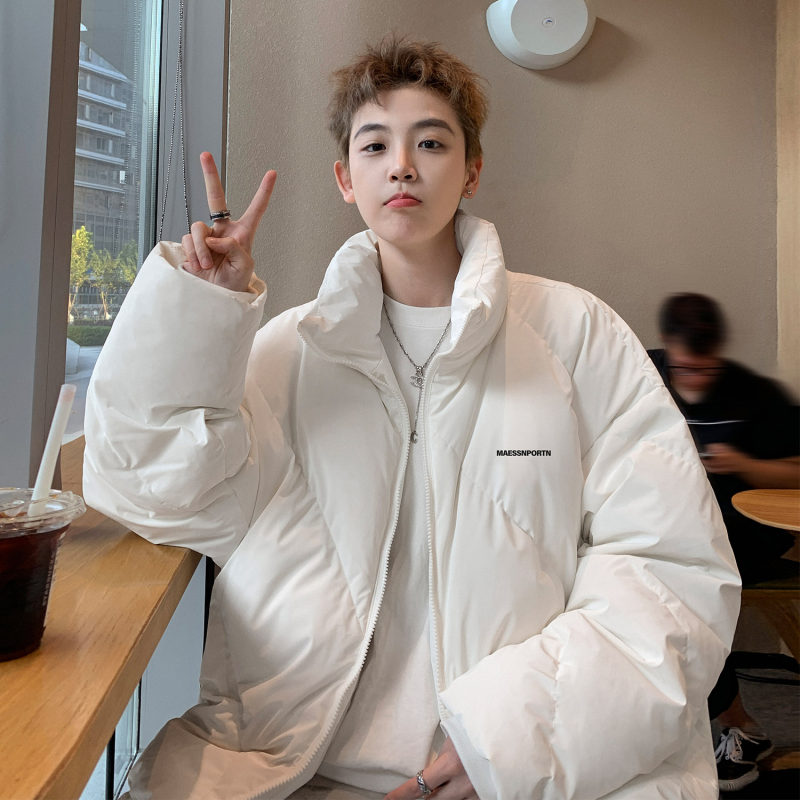 Hong Kong Style New Autumn Clothes Loose Stand Collar Cotton Coats Jackets Men and Women Couple Wear Down Cotton Coats Bread Coat