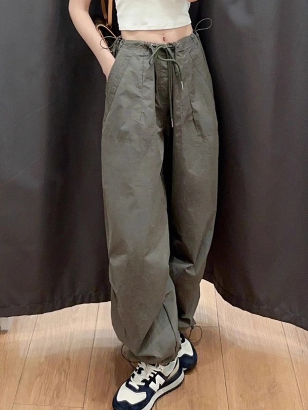 American retro drape overalls for women in spring high-waisted slim straight pants wide-leg pants casual pants floor-length long pants