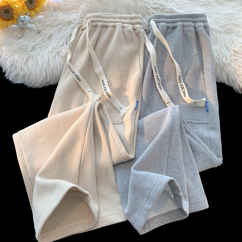 Casual pants for men, loose Hong Kong style straight simple wide leg pants