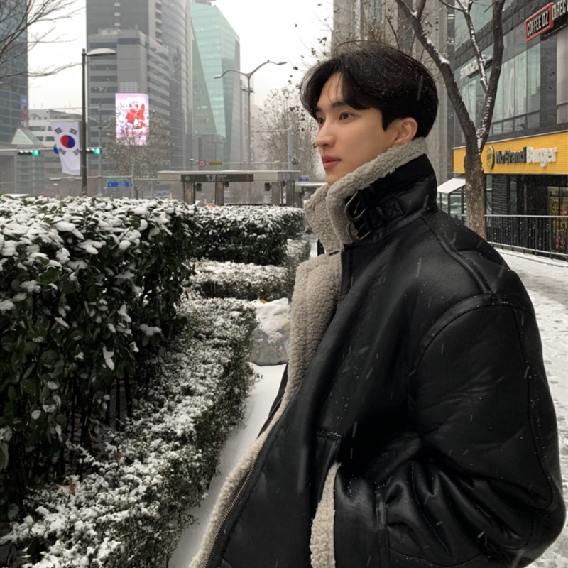 Winter Korean style men's lamb wool thickened leather and cotton coat trendy brand jacket