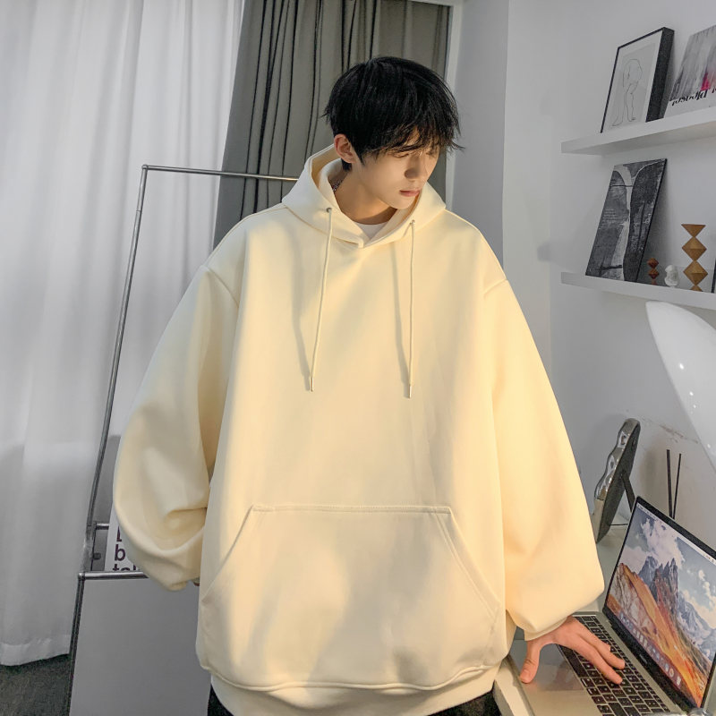 Youth trendy loose shoulder hooded sweatshirt heavyweight multi-color