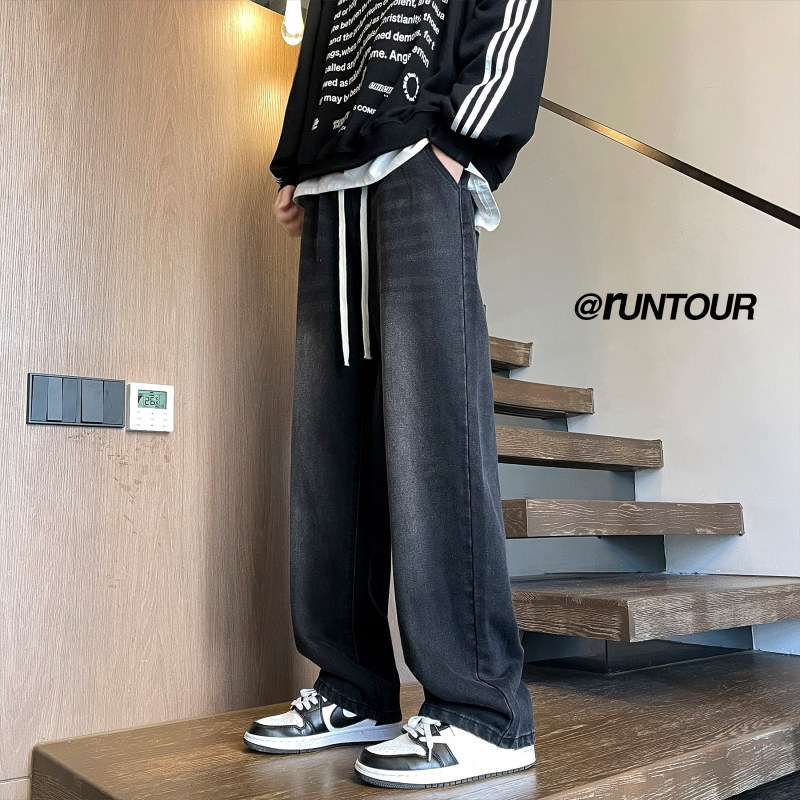 Men's jeans straight casual pants trendy American dopamine pants high street