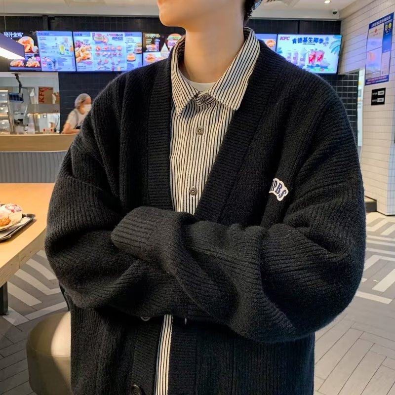 Knitted cardigan men's Korean style trendy and handsome autumn and winter new ins loose and versatile sweater
