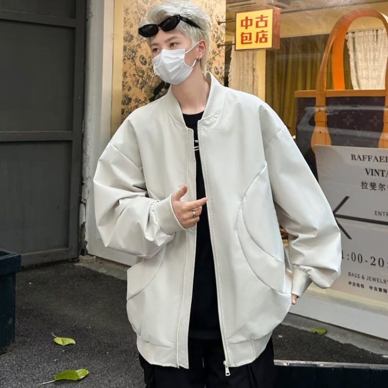 Jacket Men's Winter Trendy Retro Fashion Casual Loose Solid Color Baseball Jacket