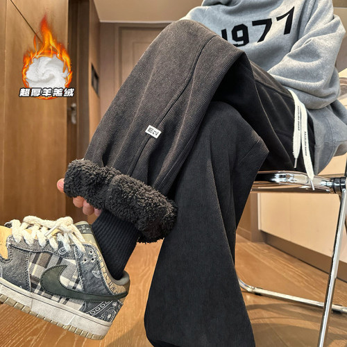New winter style interior large size sherpa corduroy pencil pants