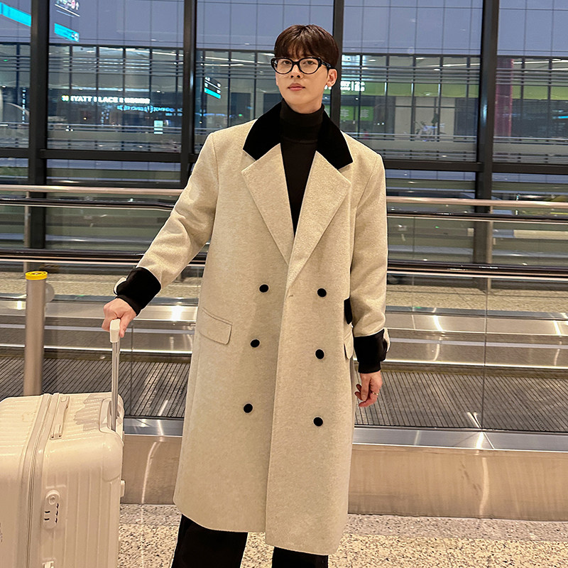 Winter knee-length mid-length woolen coat Korean style windbreaker jacket