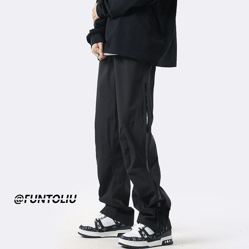 Functional assault pants for men in spring and autumn, loose and trendy ins straight sports workwear pants, trendy brand zipper casual trousers