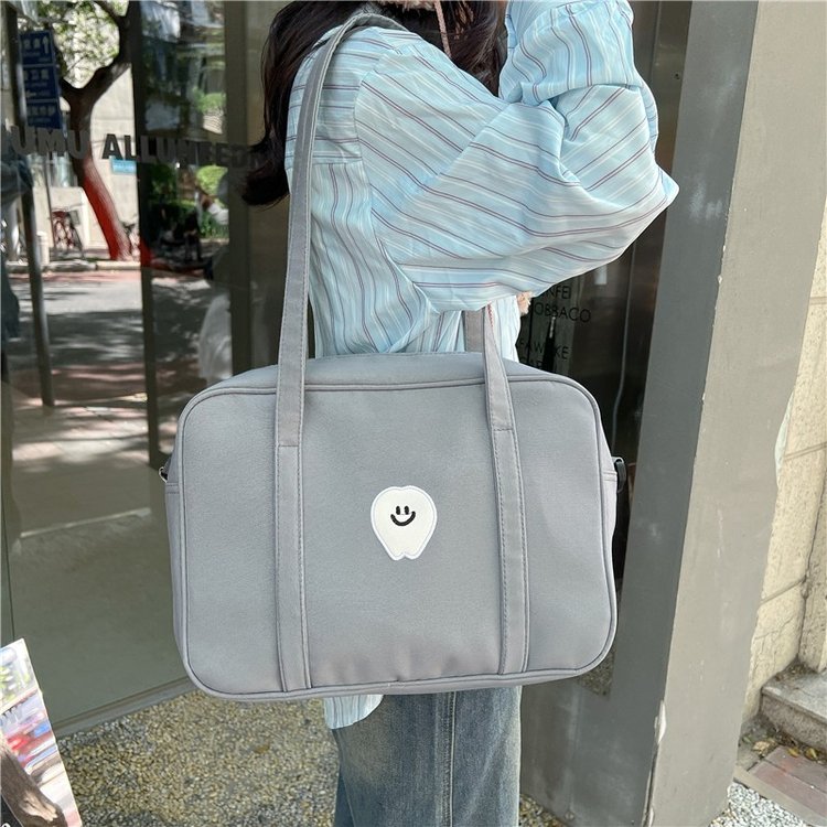 2024 Early Autumn New Cute Teeth Tote Bag Korean College Style Computer Bag Handbag Single Shoulder Crossbody Bag Trendy