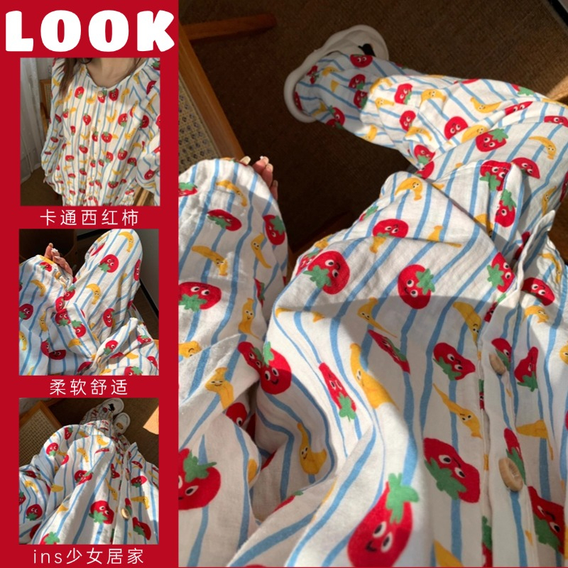 Pajamas for women in spring and autumn Korean style sweet and cute high-end black butterfly print long-sleeved trousers home wear set